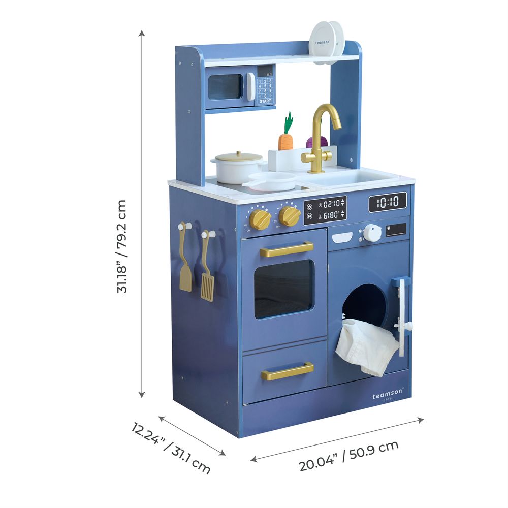 Little Chef Lake Tahoe Wooden Play Kitchen Washer & Mini Garden - Blue