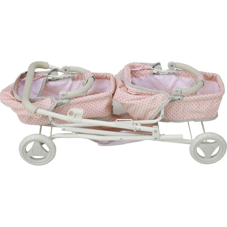 Olivia's Little World Polka Dot Princess Baby Doll Twin Bassinet Stroller