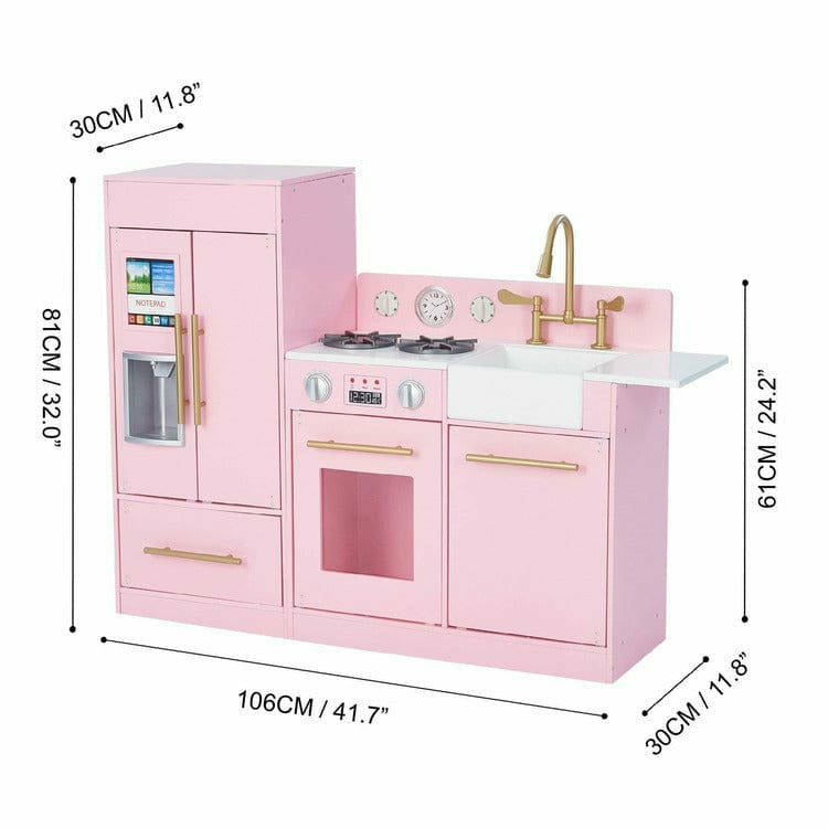 Teamson Kids Little Chef Charlotte 2-Piece Modular Wooden Play Kitchen, Pink