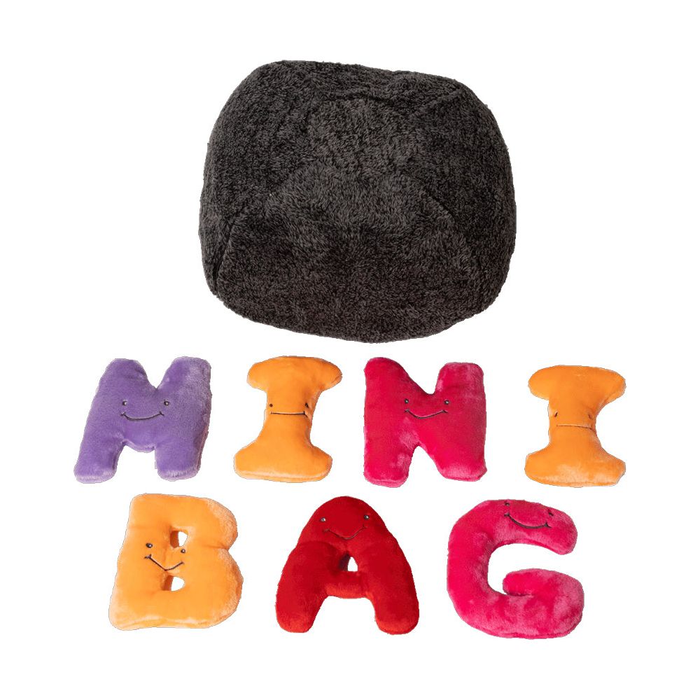 Alphabet Plush Mini Set - Rainbow Letters with Dark Grey Bag