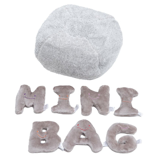 Alphabet Plush Mini Set - Rhino Grey Letters with Light Grey Bag