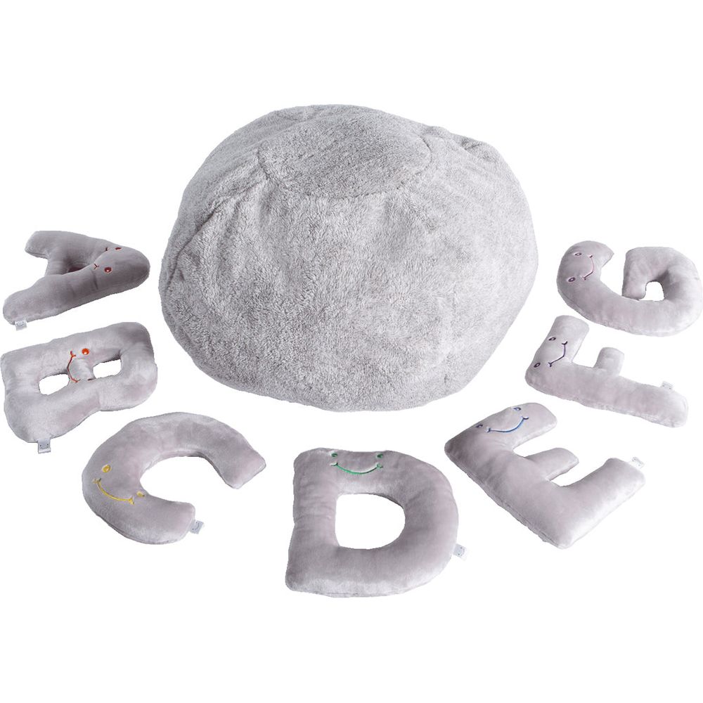 Alphabet Plush Set - Dove Grey Letters with Light Grey Bag