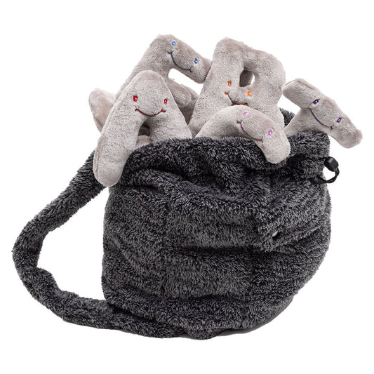Alphabet Plush Set - Rhino Grey Letters with Dark Grey Backpack