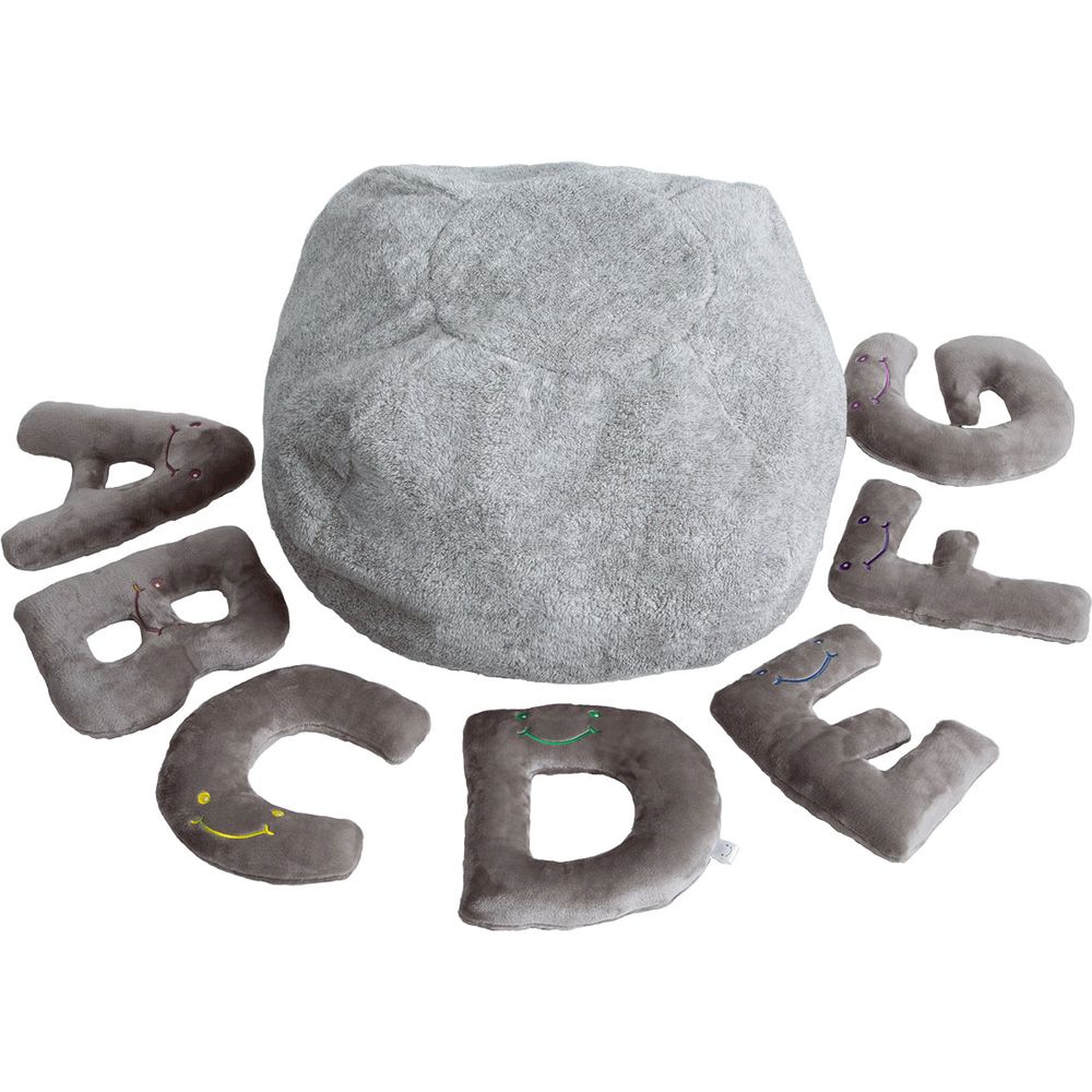 Alphabet Plush Set - Rhino Grey Letters with Light Grey Bag