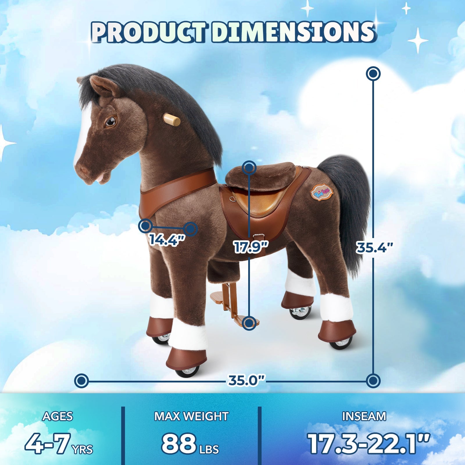 Chocolate Brown Model Y Horse Ride on Toy - 4-7 Years