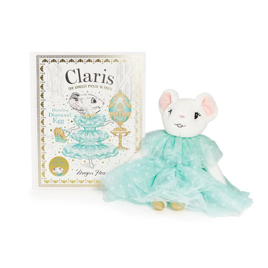 Claris The Mouse: Dazzling Diamond Egg & Turquoise Plush Book Bundle