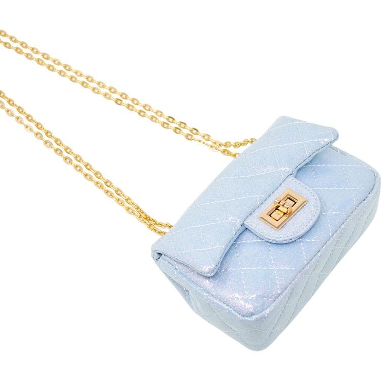 Classic Quilted Sparkle Mini Purse - Sky Blue