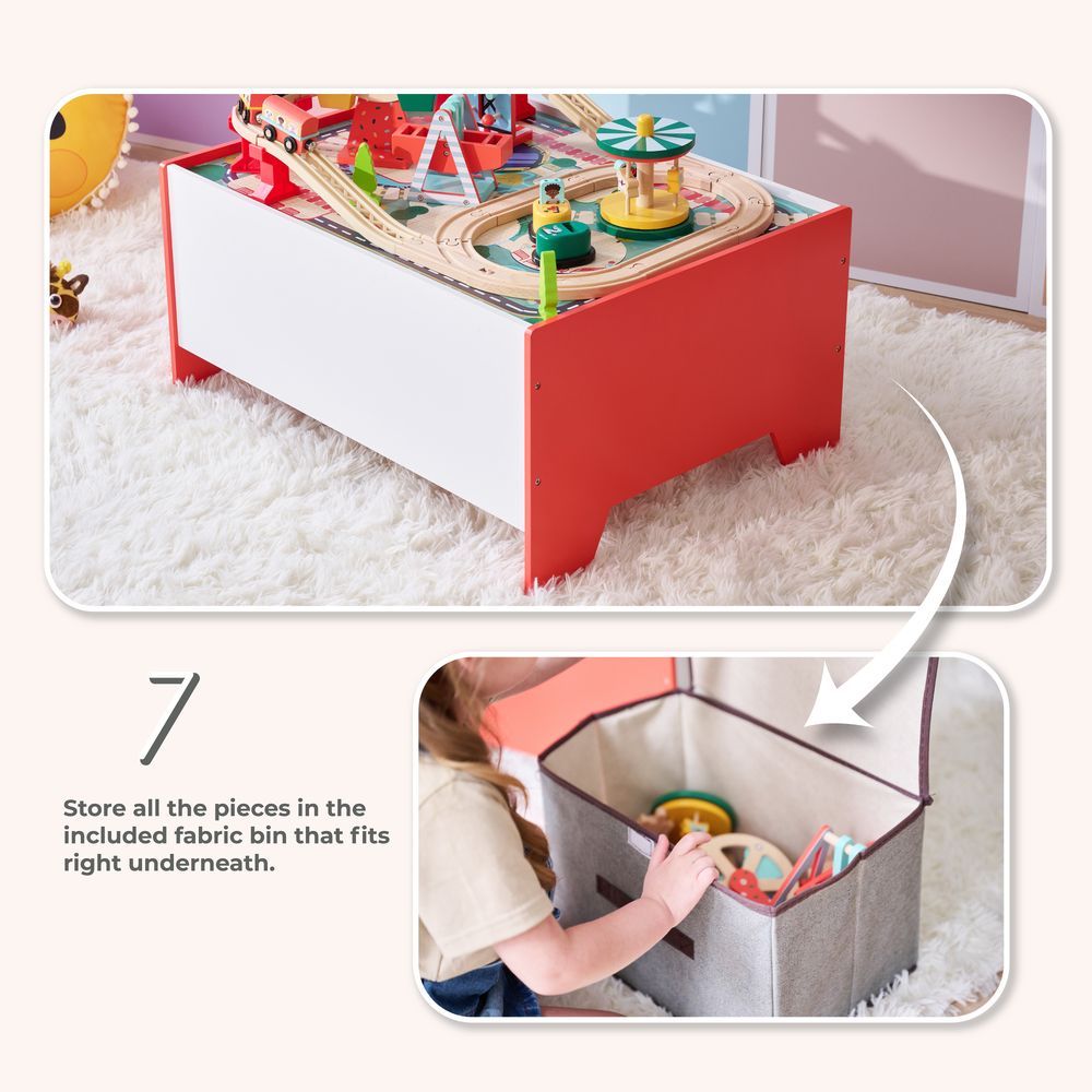 Florida Amusement Park Wooden Activity Table with 6 Mini-Games