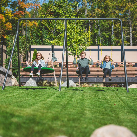 Gobaplay TitanPro Swing Set with Green Saucer Tent Swing