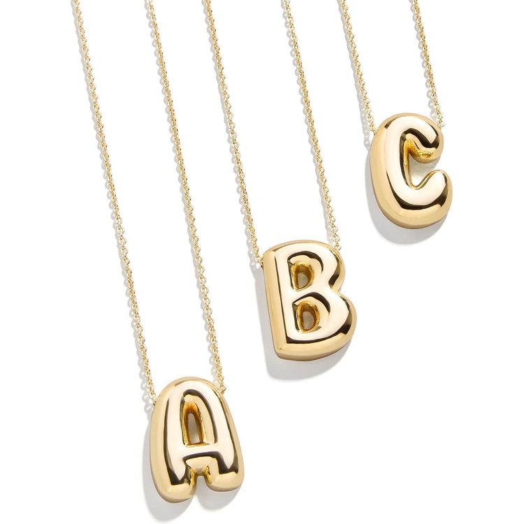 Gold Bubble Initial Necklace - A