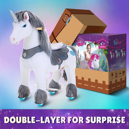 Grey Unicorn Model Y Ride on Toy - 4-7 Years