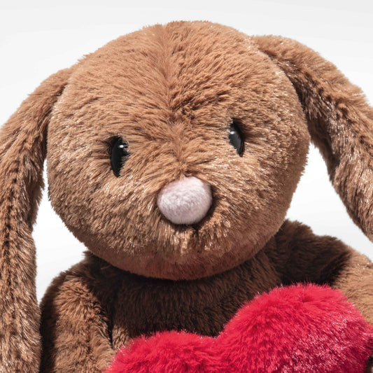 Hoppie Rabbit Brown Plush with Heart - 6"