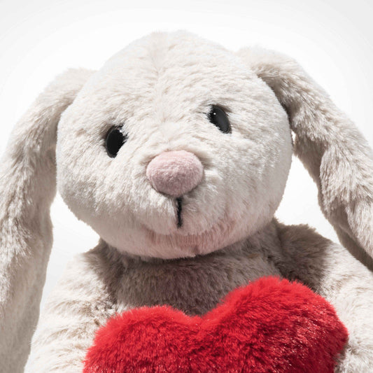 Hoppie Rabbit Grey Plush with Heart - 6"