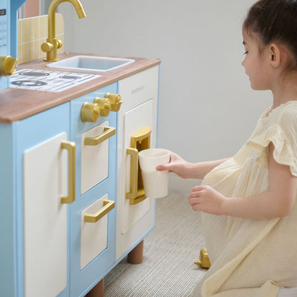 Little Chef Hampton Wooden Play Kitchen with Ice Dispenser & Sink - Blue