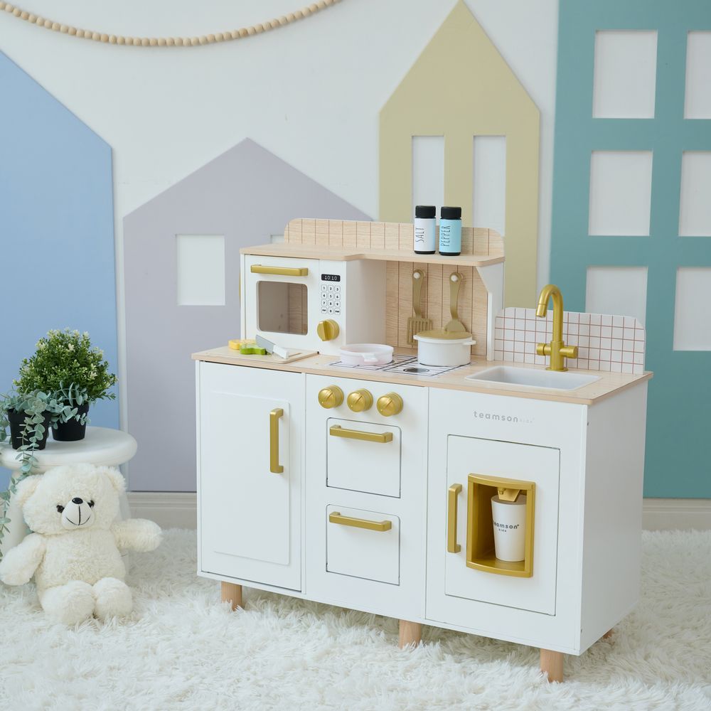Little Chef Hampton Wooden Play Kitchen with Ice Dispenser & Sink - White