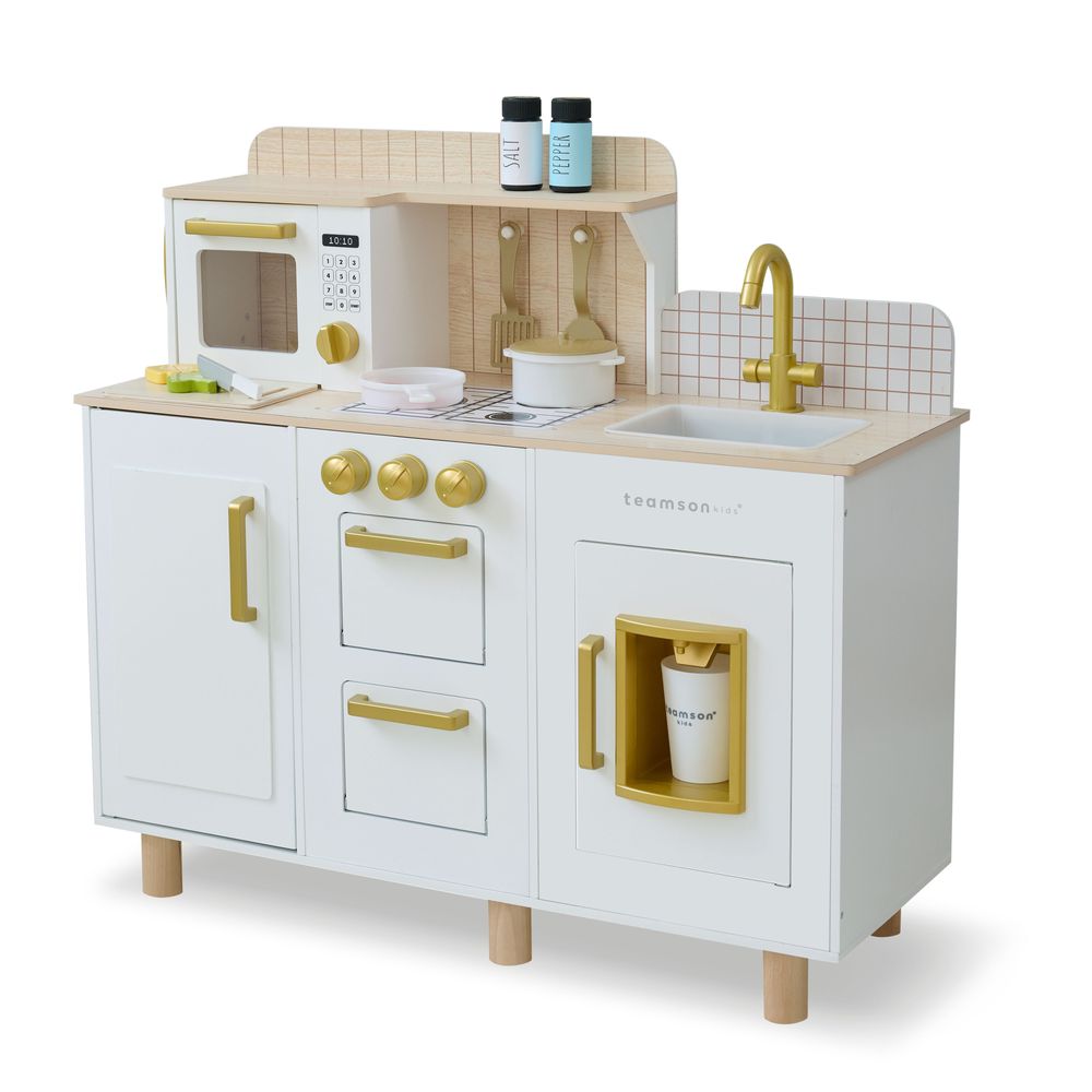 Little Chef Hampton Wooden Play Kitchen with Ice Dispenser & Sink - White