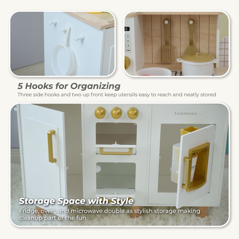 Little Chef Hampton Wooden Play Kitchen with Ice Dispenser & Sink - White