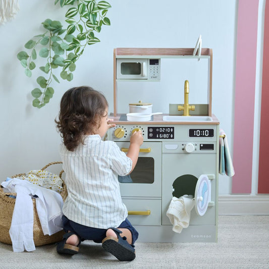 Little Chef Lake Tahoe Wooden Play Kitchen Washer & Mini Garden - Pink