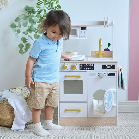 Little Chef Lake Tahoe Wooden Play Kitchen Washer & Mini Garden - White