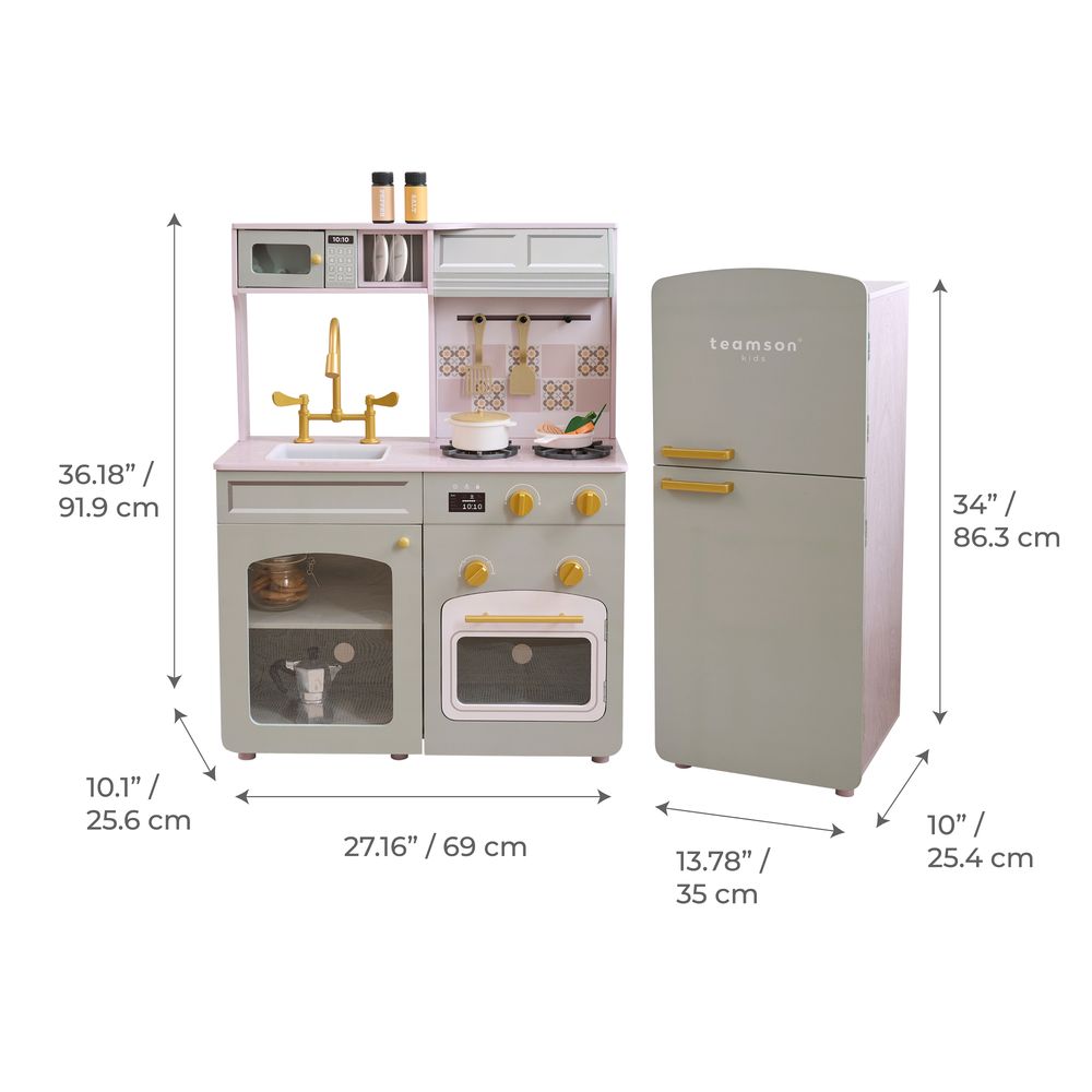 Little Chef Normandy Wooden Play Kitchen with Modular Fridge & Sink - Grey