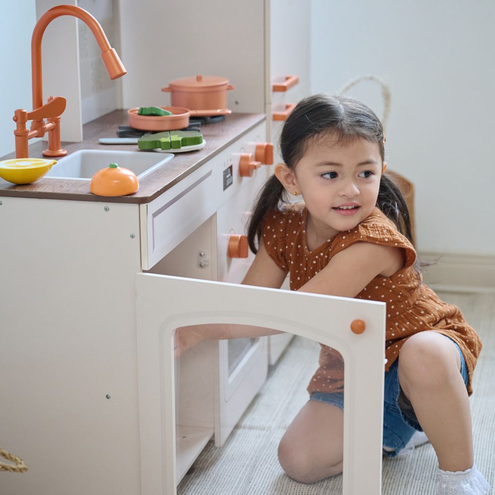 Little Chef Normandy Wooden Play Kitchen with Modular Fridge & Sink - Pink