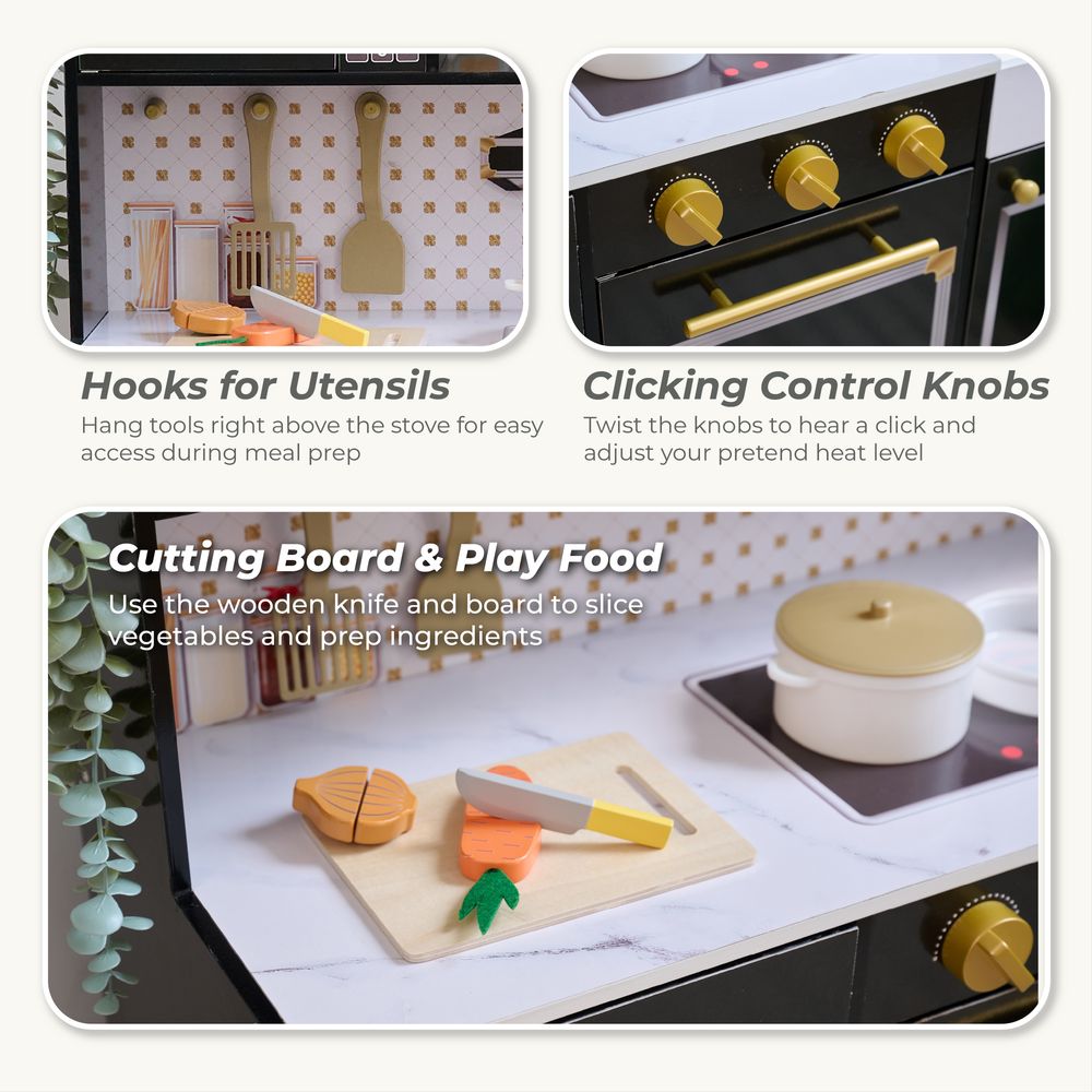 Little Chef St. Louis Wooden Play Kitchen with Sink & Ice Dispenser - Black