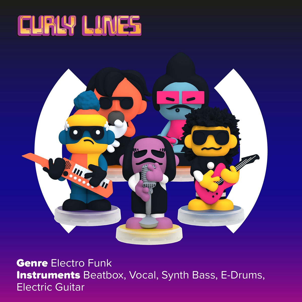 Loops Lap Curly Lines: 5 Figurines NeoFunk Band