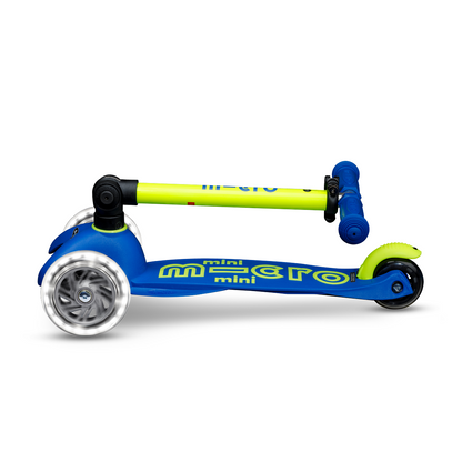 Mini Deluxe Foldable LED Scooter - Neon Canary Yellow/Blue