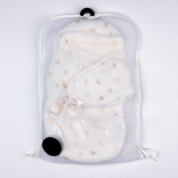 My FAO Doll Swaddle - White With Gold Hearts