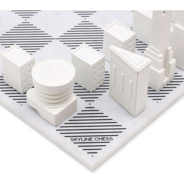New York City Edition Acrylic Chess Set with Marble Hatch Board