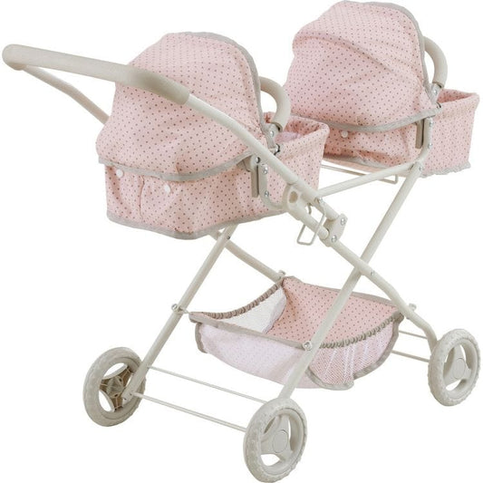 Olivia's Little World Polka Dot Princess Baby Doll Twin Bassinet Stroller