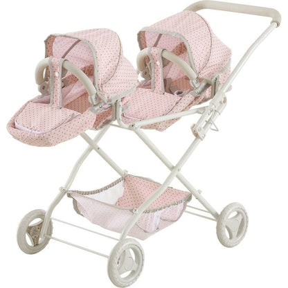 Olivia's Little World Polka Dot Princess Baby Doll Twin Bassinet Stroller