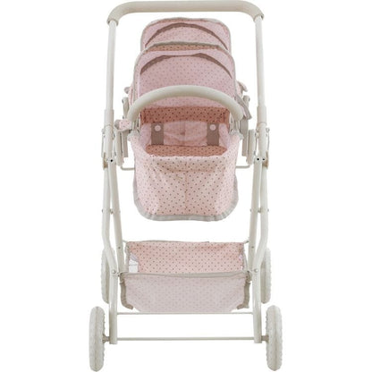 Olivia's Little World Polka Dot Princess Baby Doll Twin Bassinet Stroller