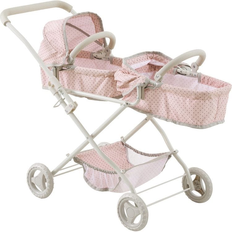 Olivia's Little World Polka Dot Princess Baby Doll Twin Bassinet Stroller