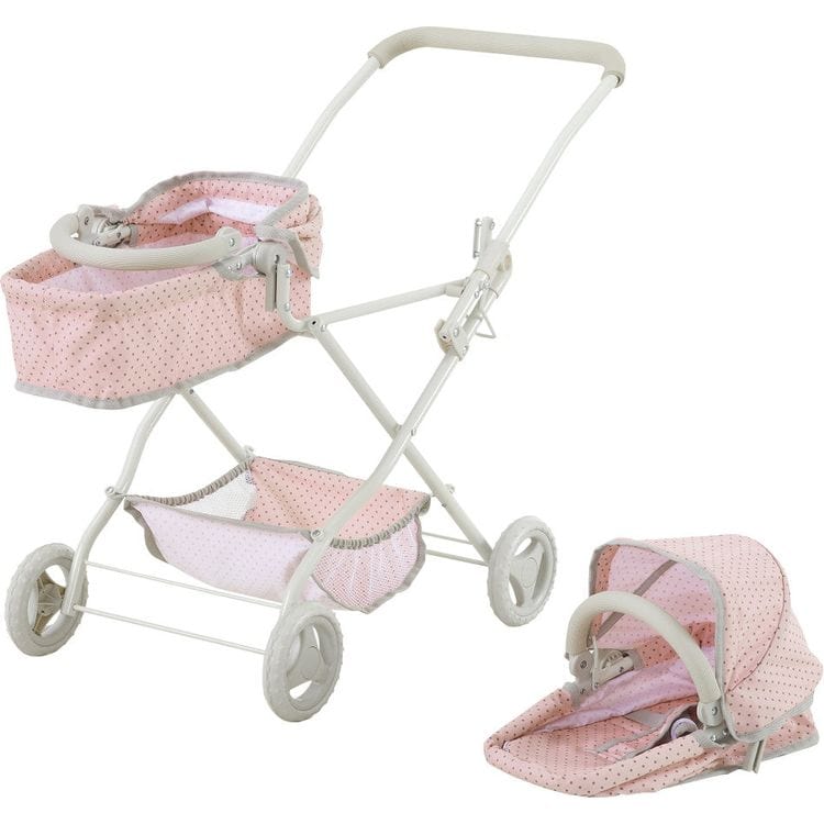 Olivia's Little World Polka Dot Princess Baby Doll Twin Bassinet Stroller