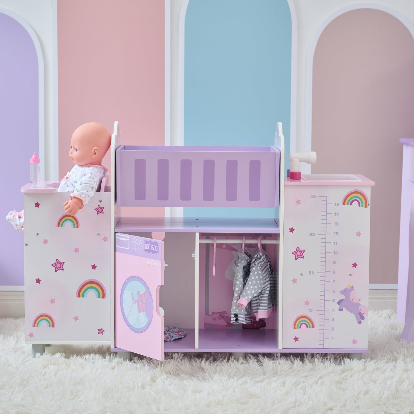 Olivia's Little World Wood Doll Nursery with Cradle, Sink & Closet