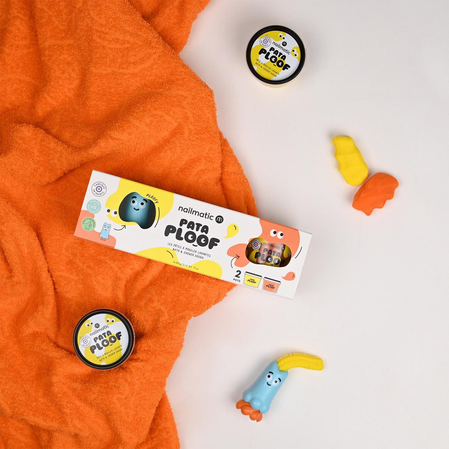 Pataploof Ploofy - Bath Dough Set of 2 in Yellow + Orange