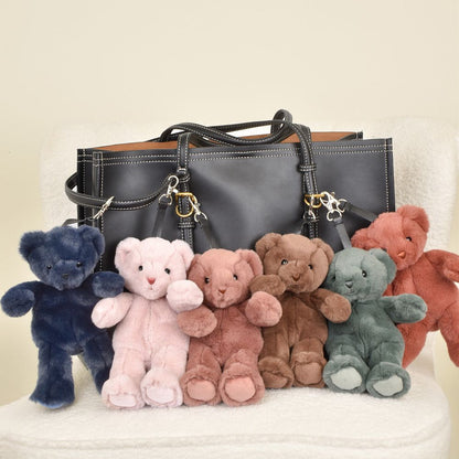 Plush Teddy Bear Bag Charm - Black