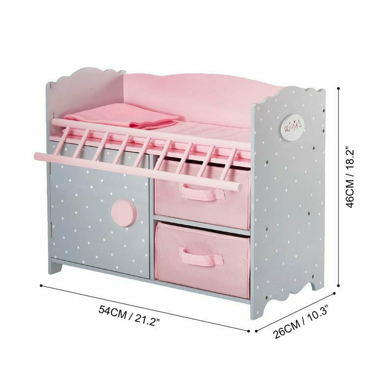 Princess Baby Doll Crib with Cabinet and Cubby