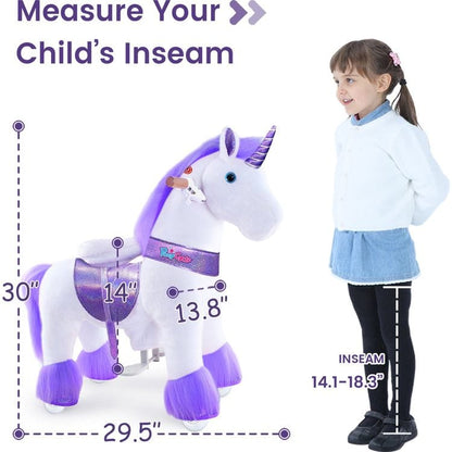 Purple Model U Ride-On Unicorn- 3-4 Years