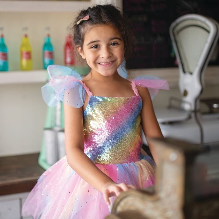 Rainbow Fairy Dress & Wings - Size 7-8 Years