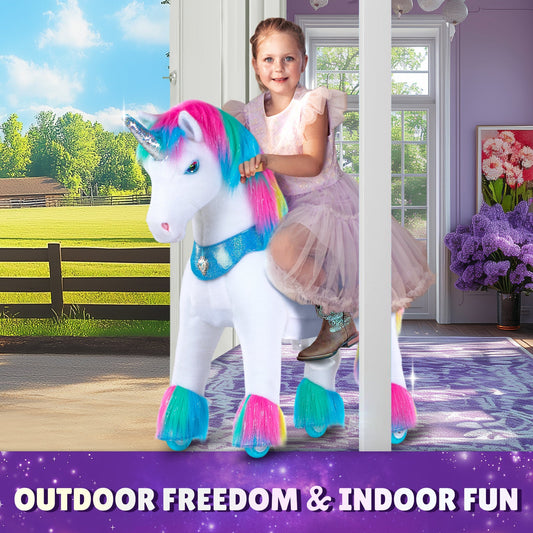 Rainbow Unicorn Model Y Ride on Toy - 3-4 Years