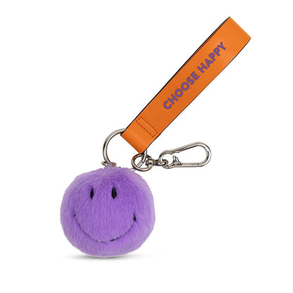 Smiley Dark Purple ECO Fuzzy Bag Charm - 3"