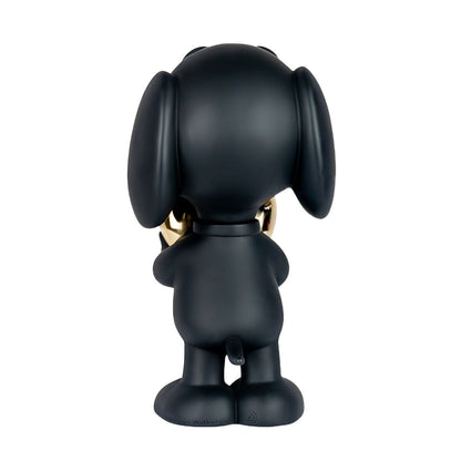 Snoopy Matte Black Figure with Chrome Gold Heart - 21.6"