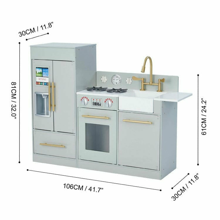Teamson Kids Little Chef Charlotte Modern Modular Wooden Play Kitchen, Grey/Gold