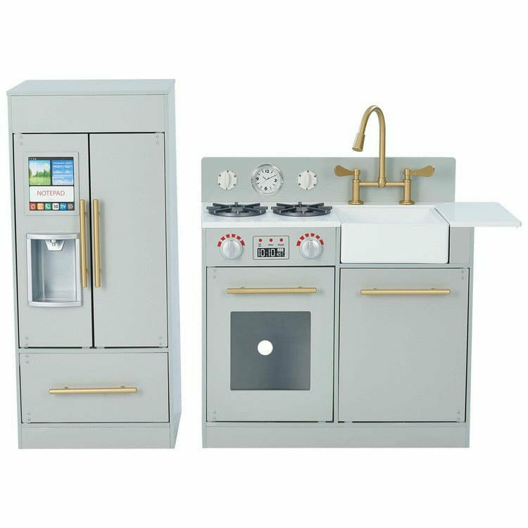 Teamson Kids Little Chef Charlotte Modern Modular Wooden Play Kitchen, Grey/Gold