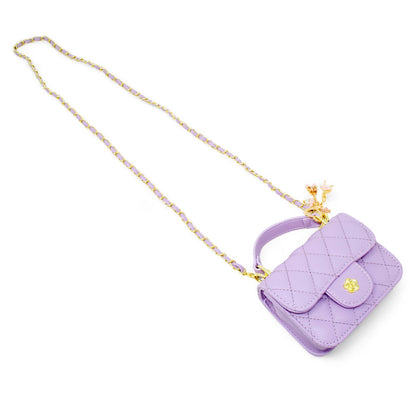 Tiny Quilted Ballet Charm Handbag - Purple