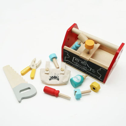 Tool Box & Wooden Tools with 11 Accessories