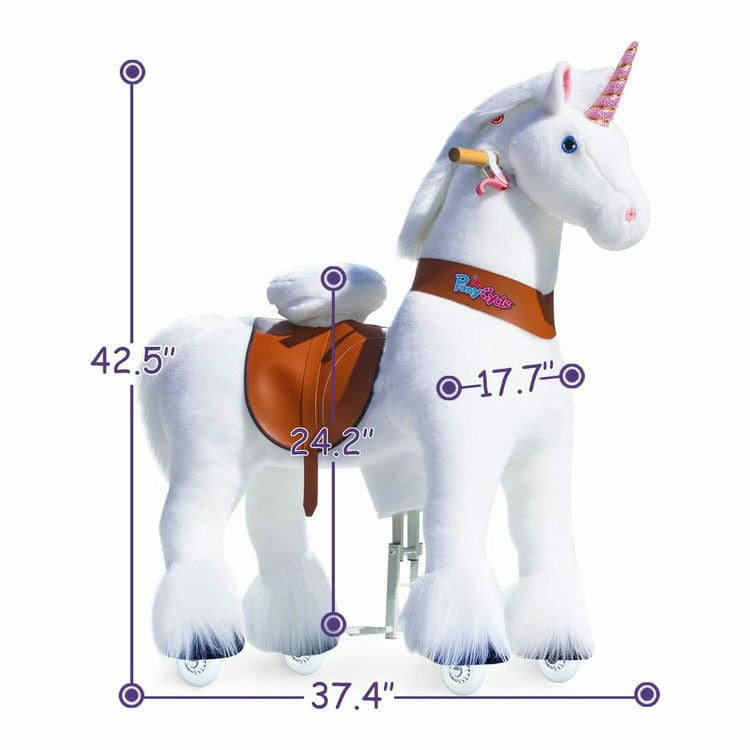 White Model U Ride-On Unicorn - 7+ Years