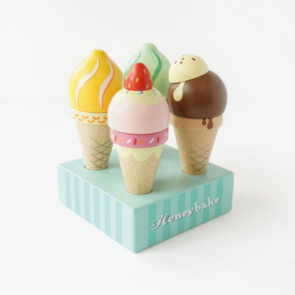 Wooden Ice Cream Cones Set